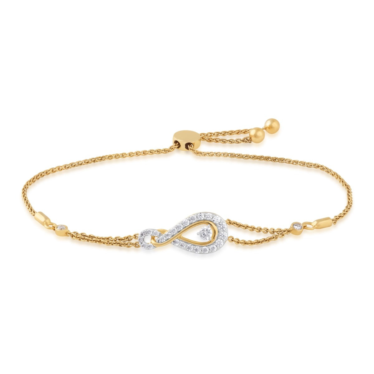 Infinite Love 1/2 ct. tw. Lab-Grown Diamond Infinity Bolo Bracelet in 10K Yellow Gold