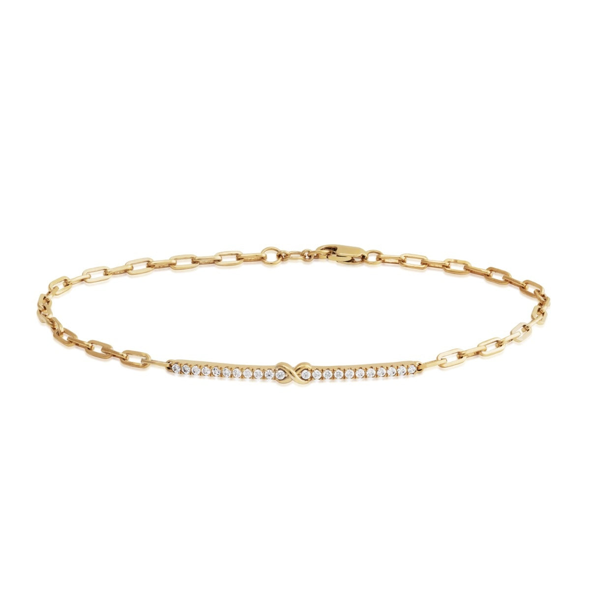 Infinite Love 1/5 ct. tw. Diamond Infinity Bar Bracelet in 10K Yellow Gold