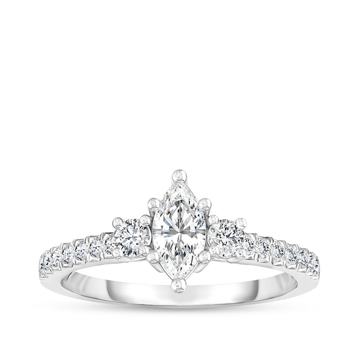Timeless 5/8 ct. tw. Marquise & Round Diamond Engagement Ring in 14K White Gold