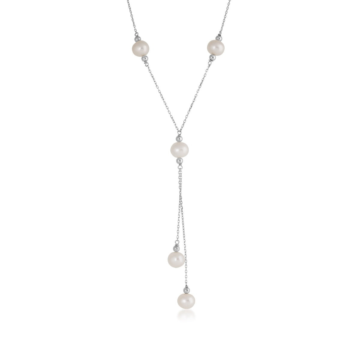 Freshwater Pearl Y Necklace in Sterling Silver