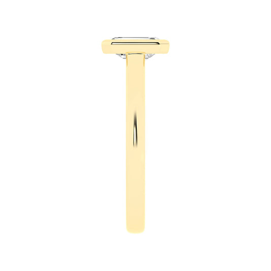 Adamante 1 ct. tw. Lab-Grown Emerald Cut Diamond Bezel Set Solitaire Engagement Ring in 14K Yellow Gold close-up detail