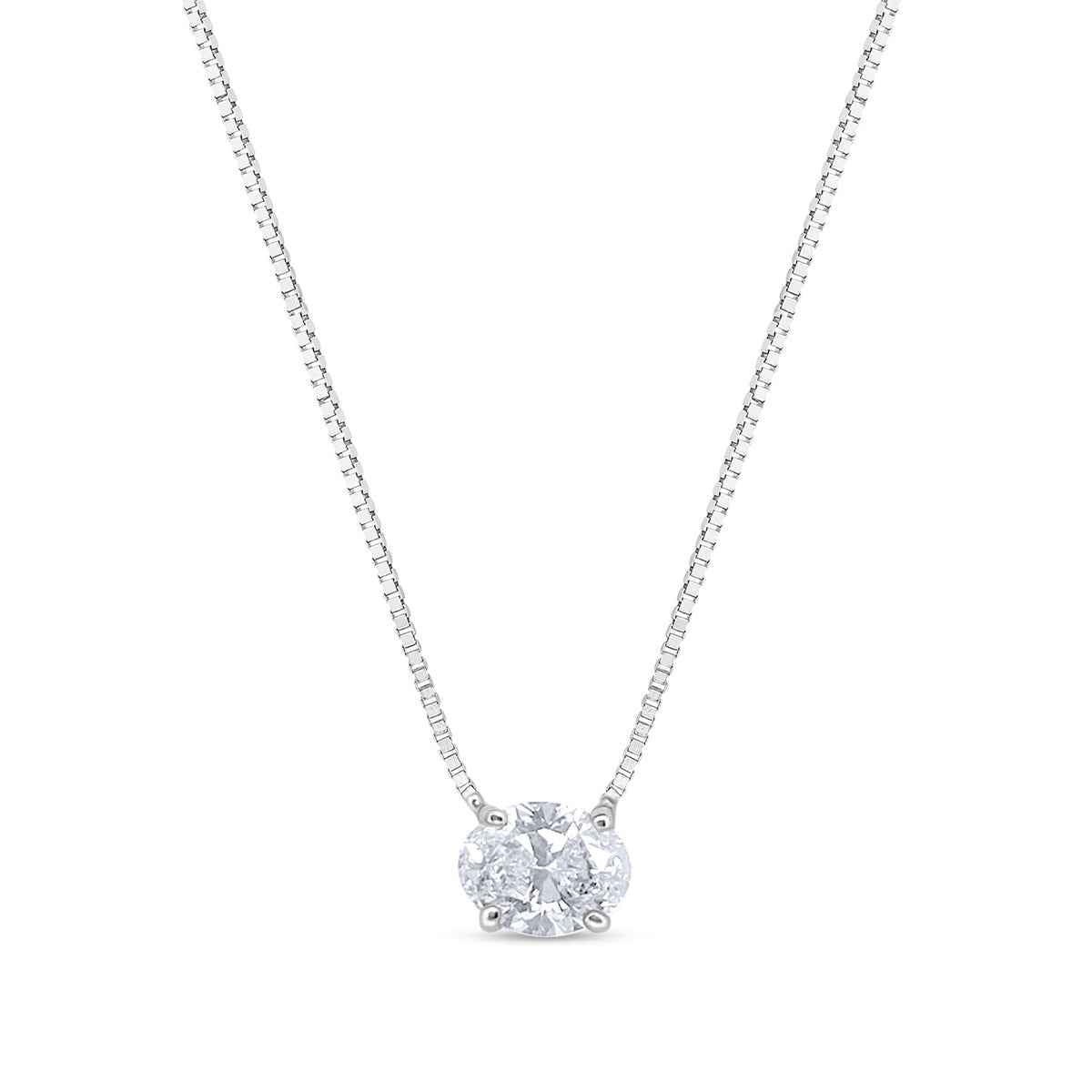 1/2 ct. tw. Oval Diamond Solitaire Necklace in 14K White Gold