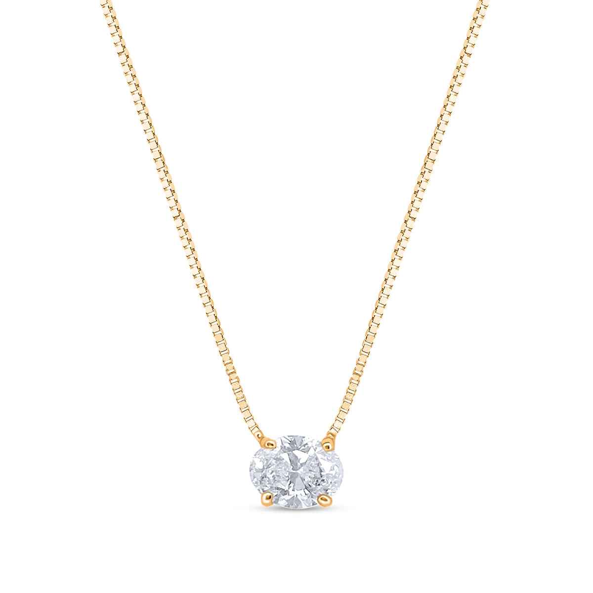 1/2 ct. tw. Oval Diamond Solitaire Necklace in 14K Yellow Gold