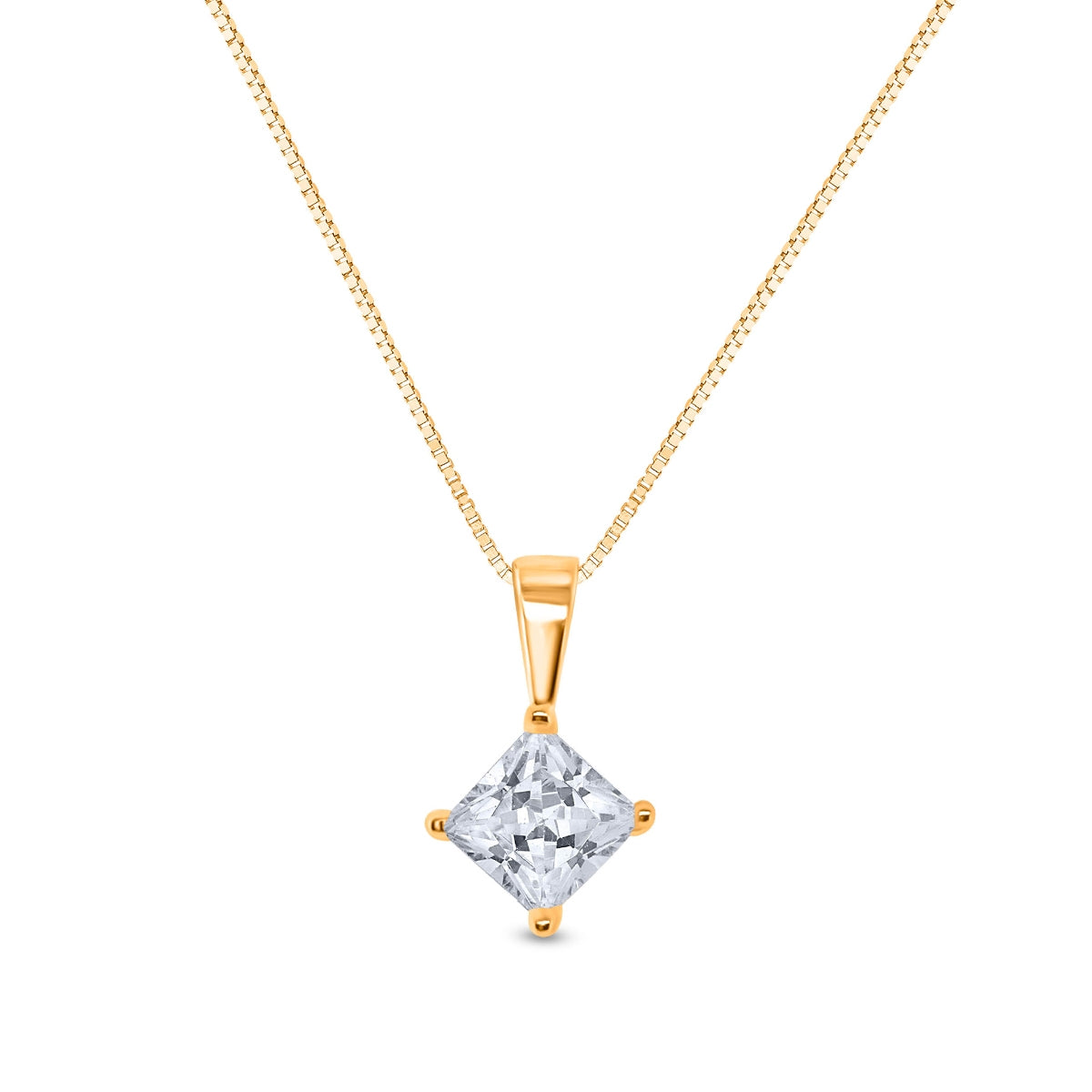 1 ct. tw. Princess Cut Diamond Solitaire Pendant in 14K Yellow Gold