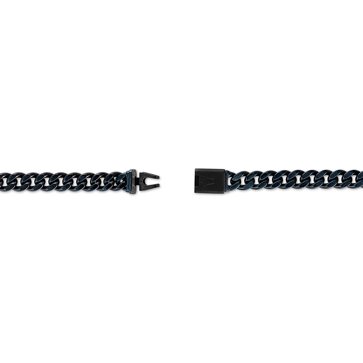 Bulova Men's 6mm 22-inch Curb Chain Necklace in Blue Ion Plated Stainless Steel front view