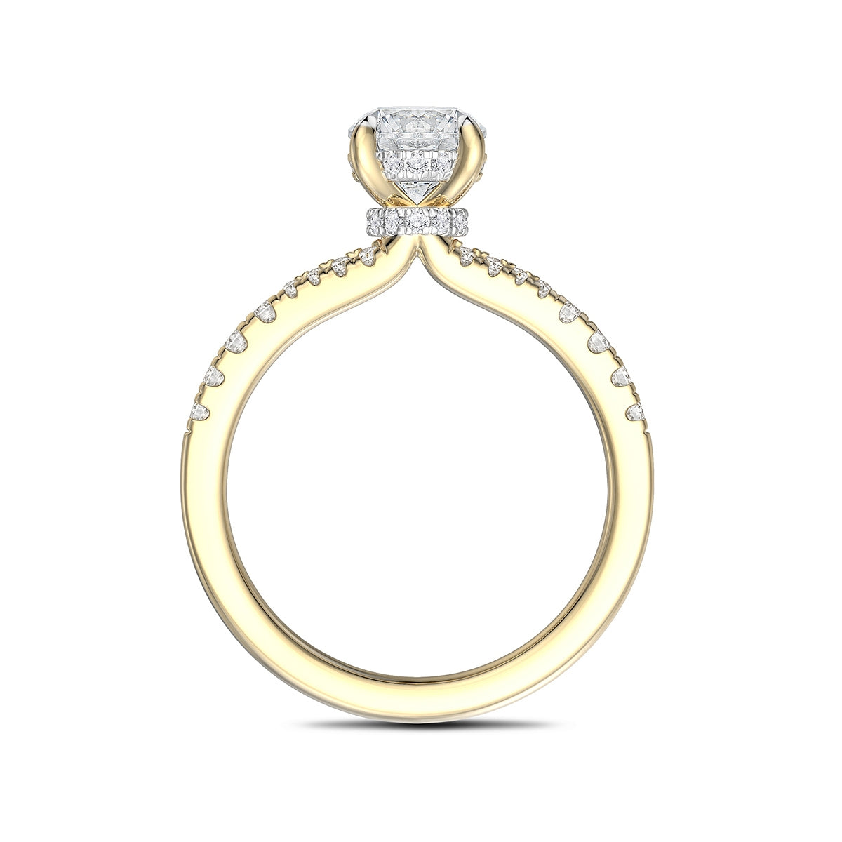 Noventa 1-1/3 ct. tw. Round Brilliant Diamond Engagement Ring in 14K Yellow Gold close-up detail