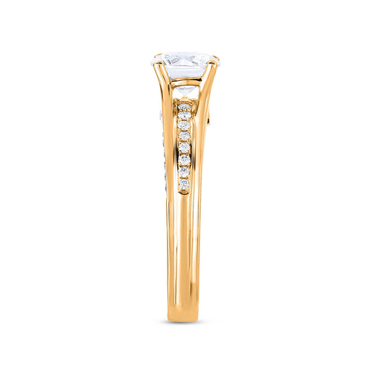 Premier Natural 1-1/5 ct. tw. Round Brilliant Diamond Engagement Ring in 14K Yellow Gold close-up detail