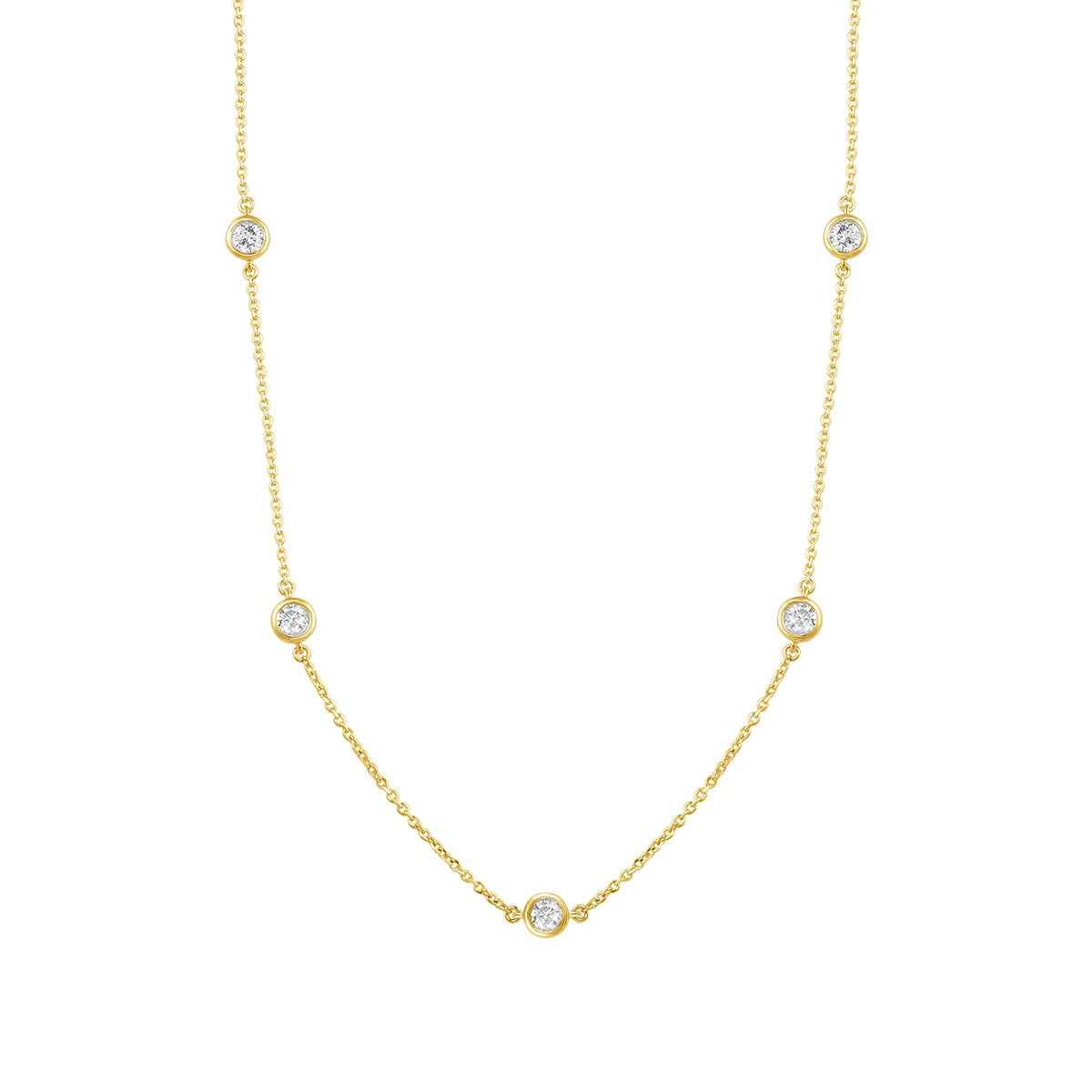 Demi Fine 1/2 ct. tw. Diamond Bezel Set Station Necklace in 14K Yellow Gold