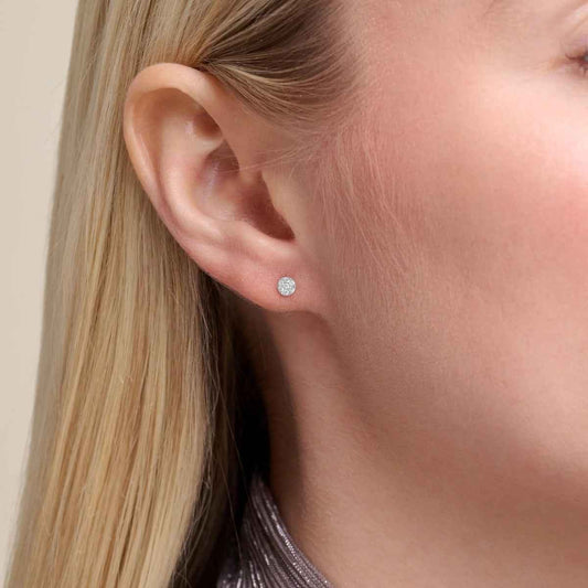 M by Monte Luna 1/10 ct. tw. Lab-Grown Diamond Cluster Earrings in Sterling Silver front view (2)