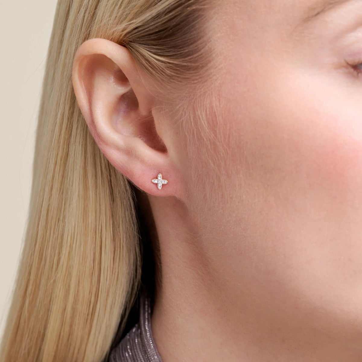 M by Monte Luna Lab-Grown Diamond Accent X Earrings in 14K Yellow Gold Plated Sterling Silver front view