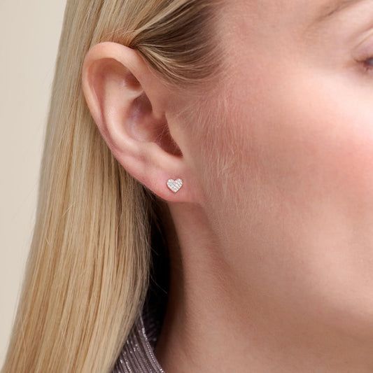 M by Monte Luna 1/8 ct. tw. Lab-Grown Diamond Pave Heart Earrings in Sterling Silver front view
