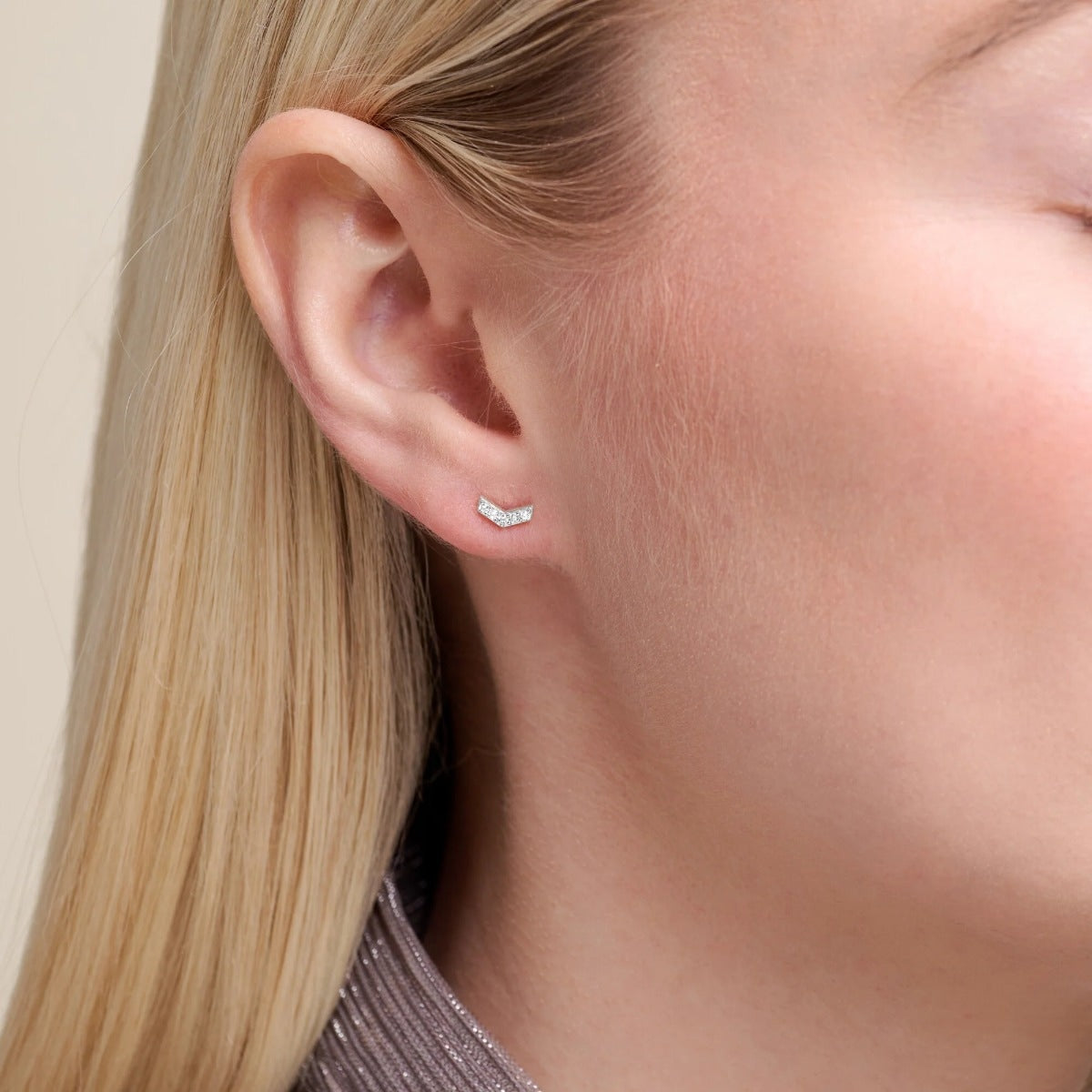 M by Monte Luna 1/10 ct. tw. Lab-Grown Diamond Chevron Earrings in Sterling Silver front view
