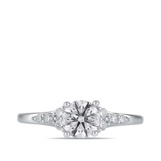 Premier Natural 7/8 ct. tw. Round Brilliant Diamond Engagement Ring in 14K White Gold close-up detail