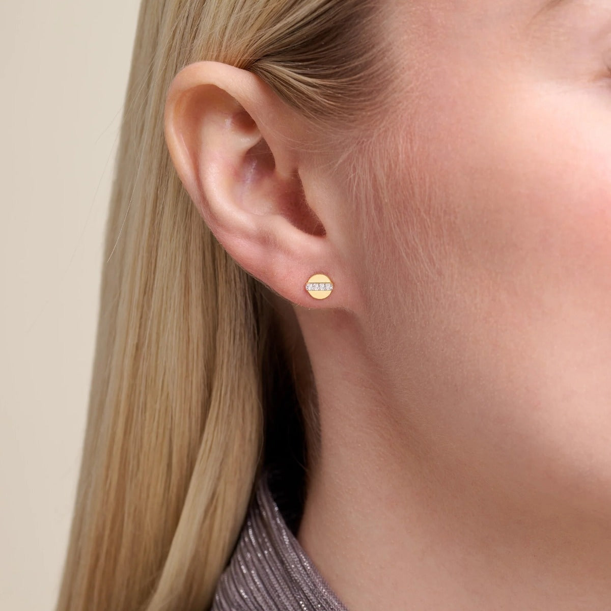 M by Monte Luna Lab-Grown Diamond Accent Circle Earrings in 14K Yellow Gold Plated Sterling Silver front view