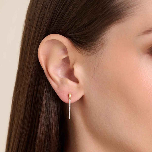 M by Monte Luna 1/10 ct. tw. Lab-Grown Diamond Bar Drop Earrings in 14K Yellow Gold Plated Sterling Silver front view