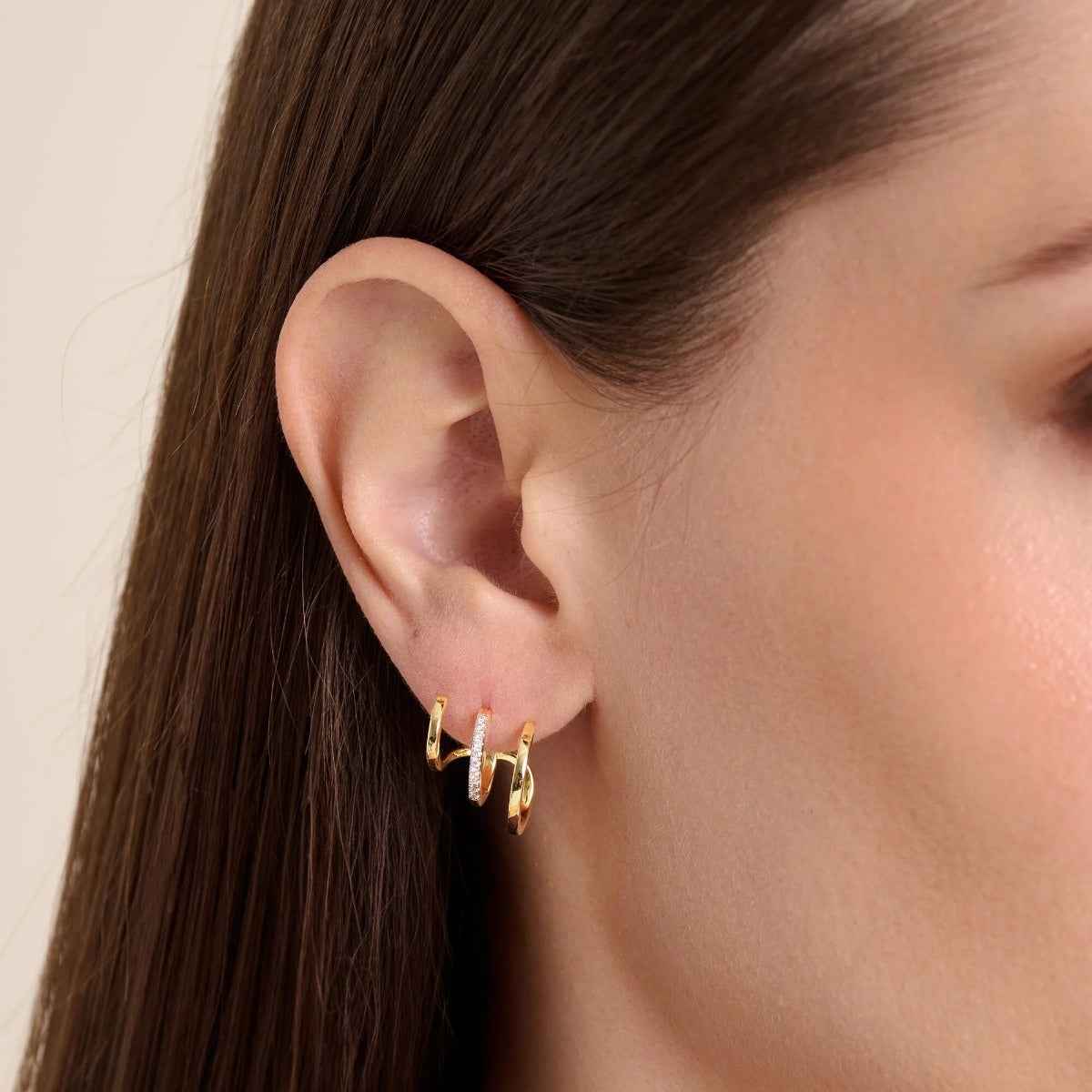M by Monte Luna 1/10 ct. tw. Lab-Grown Diamond Cage Earrings in 14K Yellow Gold Plated Sterling Silver front view