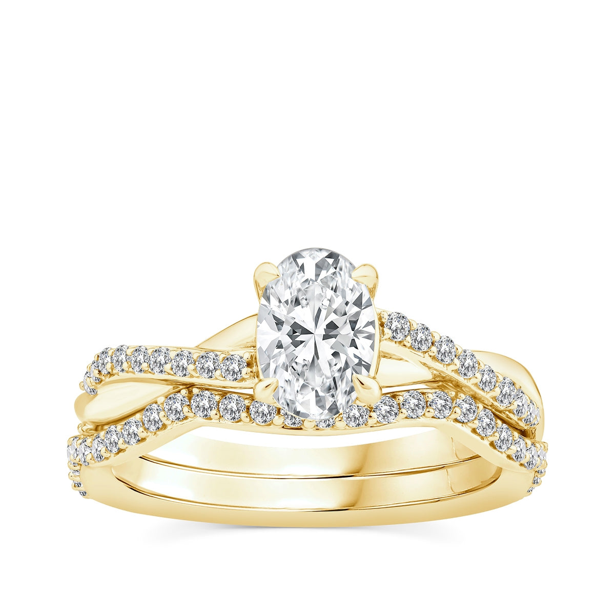 Premier Natural 1-3/8 ct. tw. Oval Diamond Twist Wedding Set in 14K Yellow Gold