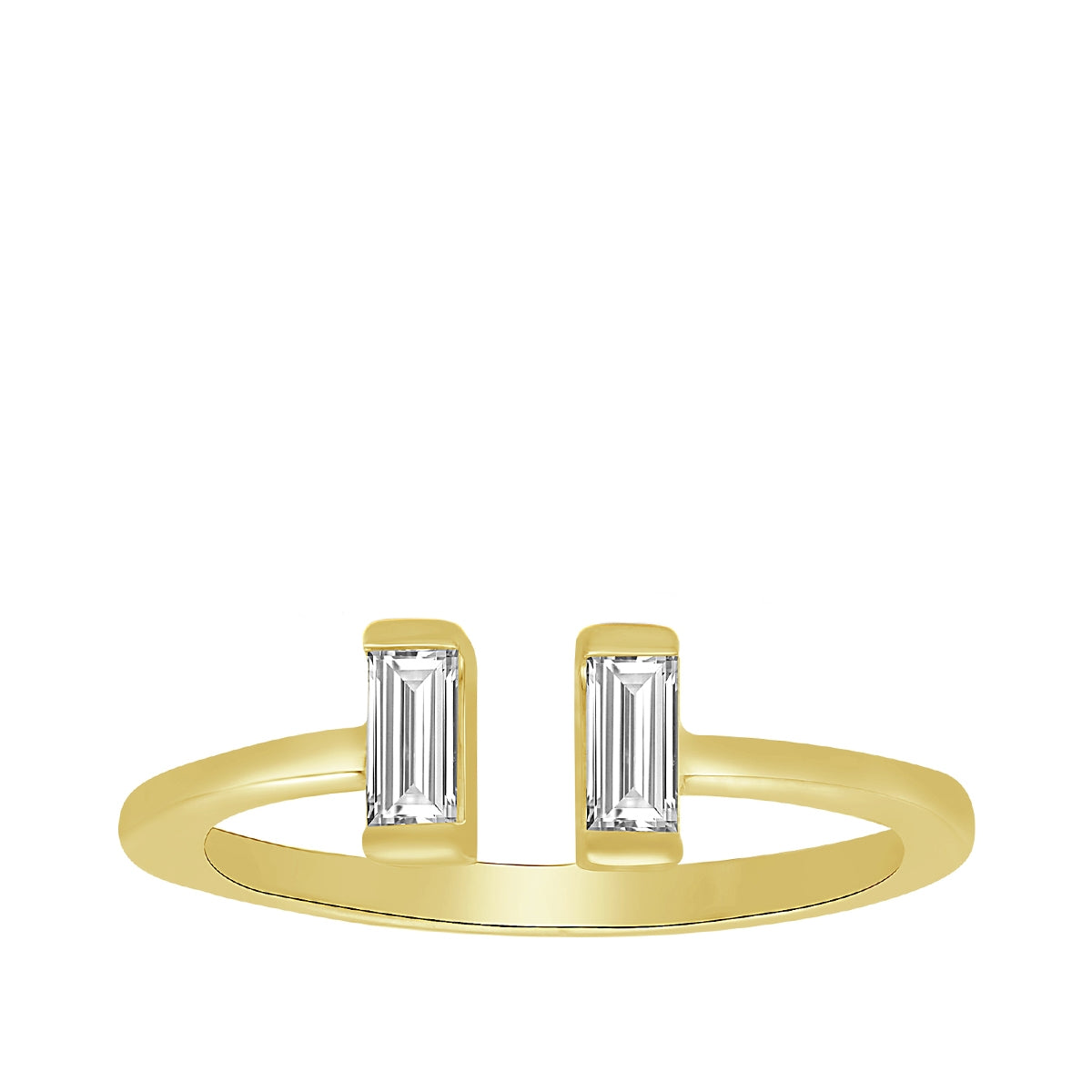 Demi Fine 1/5 ct. tw. Baguette Diamond Open Ring in 10K Yellow Gold
