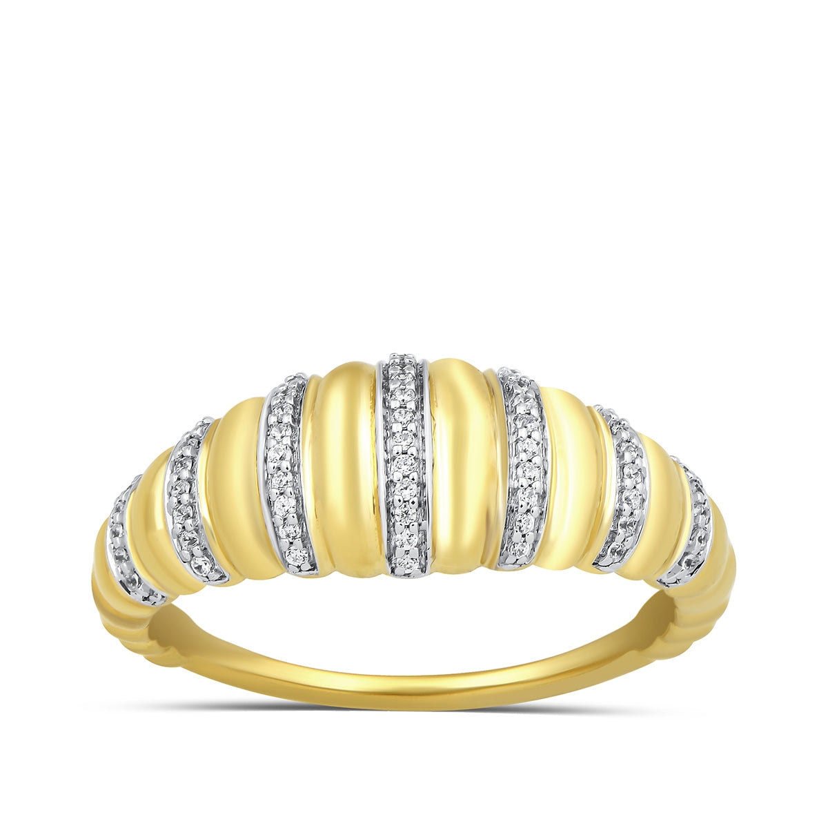 Demi Fine 1/10 ct. tw. Diamond Banded Ring in 10K Yellow Gold
