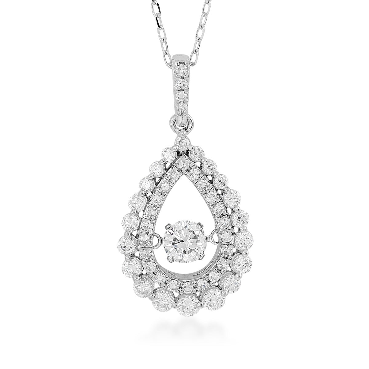 Adamante 1 ct. tw. Lab-Grown Round Brilliant Diamond Teardrop Pendant in 10K White Gold