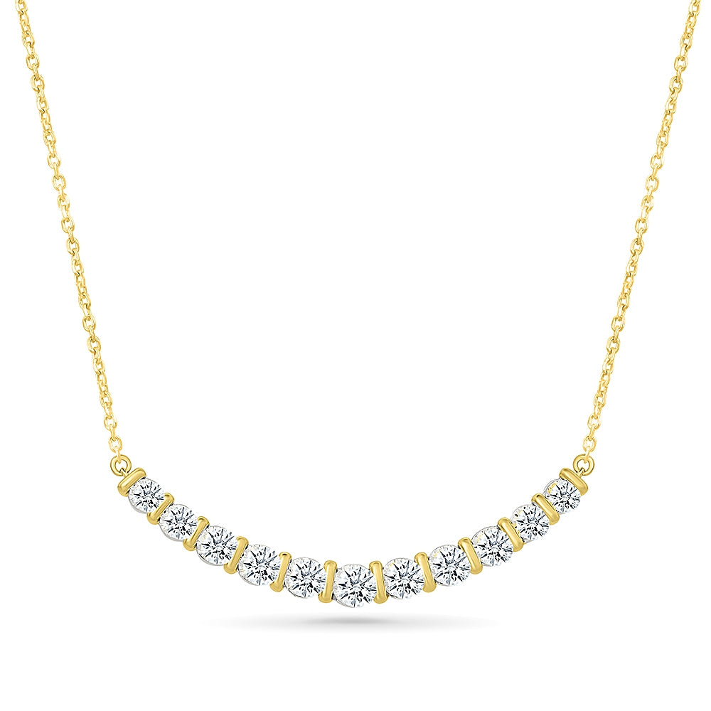 Adamante 1 ct. tw. Lab-Grown Diamond Curved Bar Necklace in 10K Yellow Gold