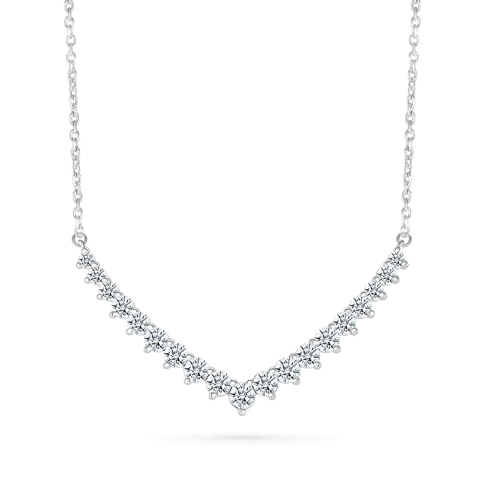 Adamante 1 ct. tw. Lab-Grown Diamond Chevron Necklace in 10K White Gold