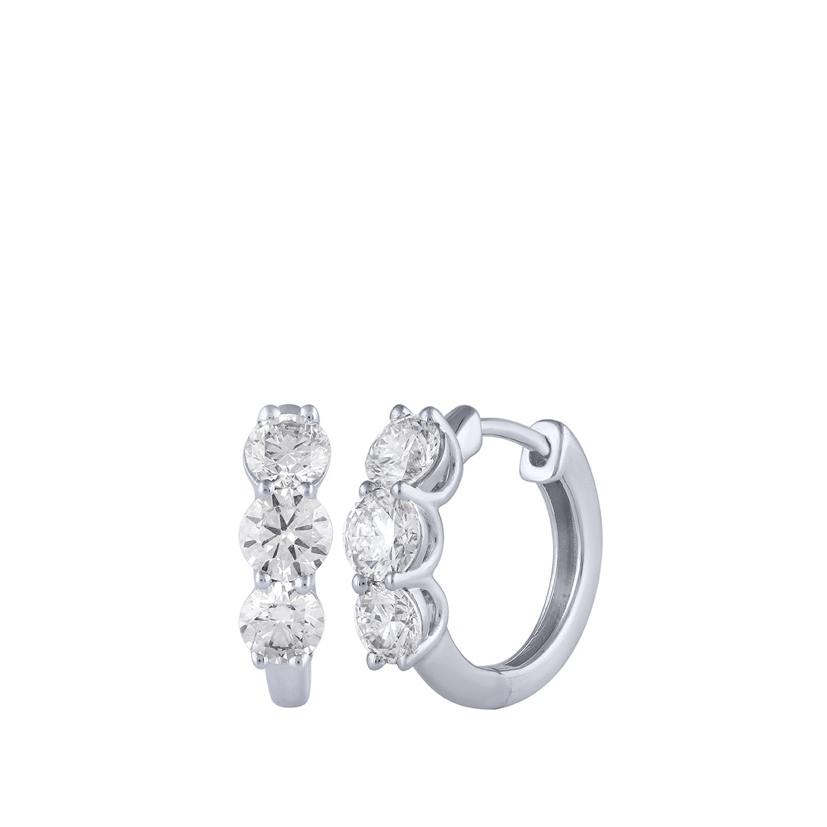 Adamante 1-1/2 ct. tw. Lab-Grown Diamond Huggie Hoop Earrings in 14K White Gold