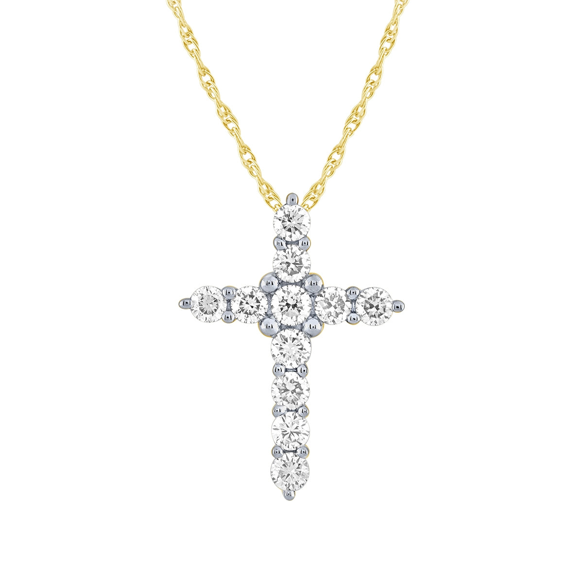 Adamante 1-1/2 ct. tw. Lab-Grown Diamond Cross Pendant in 10K Yellow Gold