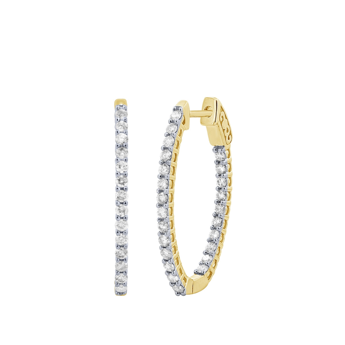 Adamante 1 ct. tw. Lab-Grown Diamond Inside Out Oval Hoop Earrings in 10K Yellow Gold