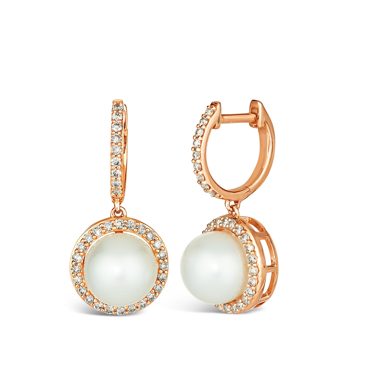 Le Vian Cultured Freshwater Pearl & 1/2 ct. tw. Diamond Halo Dangle Earrings in 14K Strawberry Gold