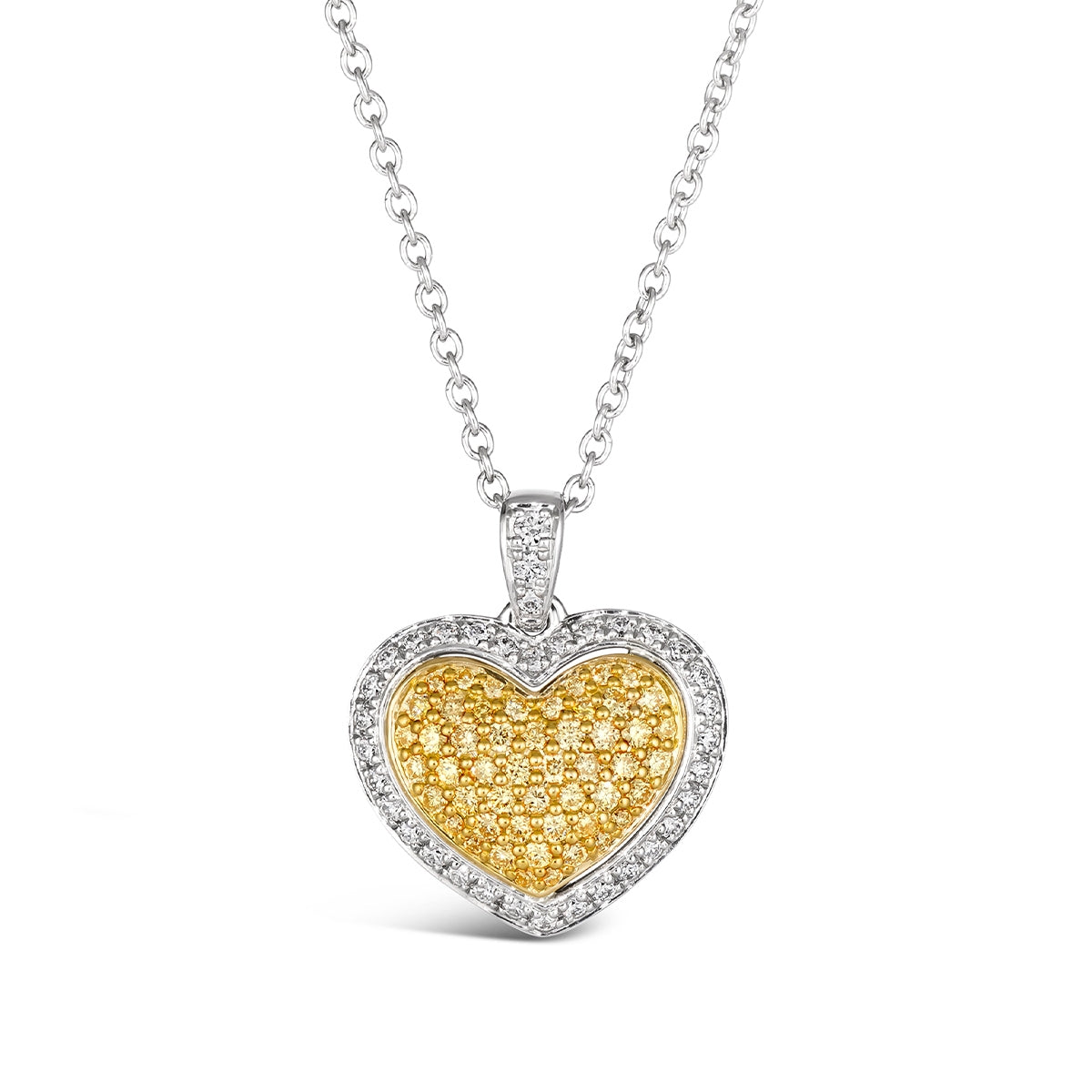 Le Vian 5/8 ct. tw. Sunny Yellow & Vanilla Diamond Pave Heart Pendant in Platinum & 18K Honey Gold