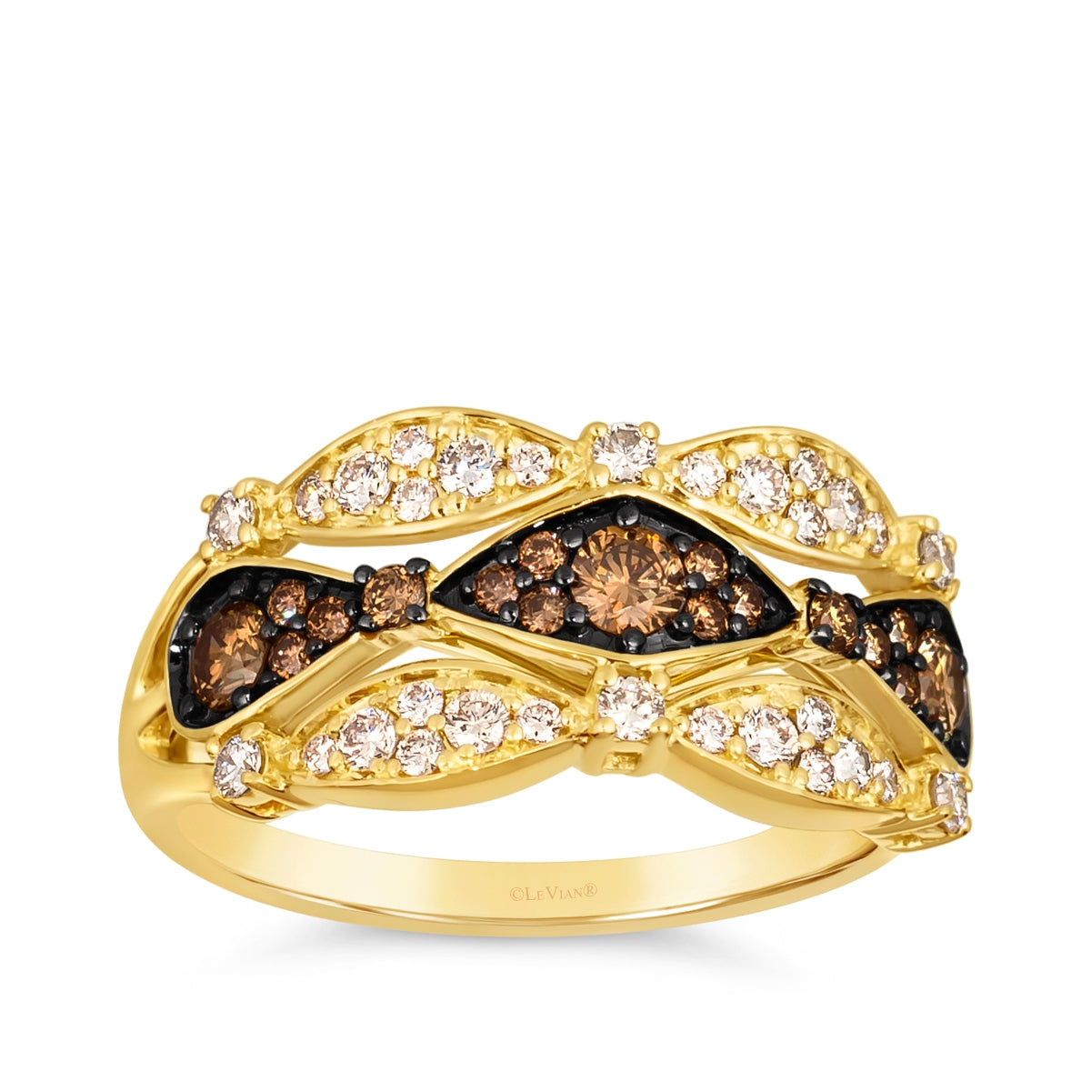Le Vian 3/4 ct. tw. Chocolate & Nude Diamond Multi-Row Ring in 14K Honey Gold (2)