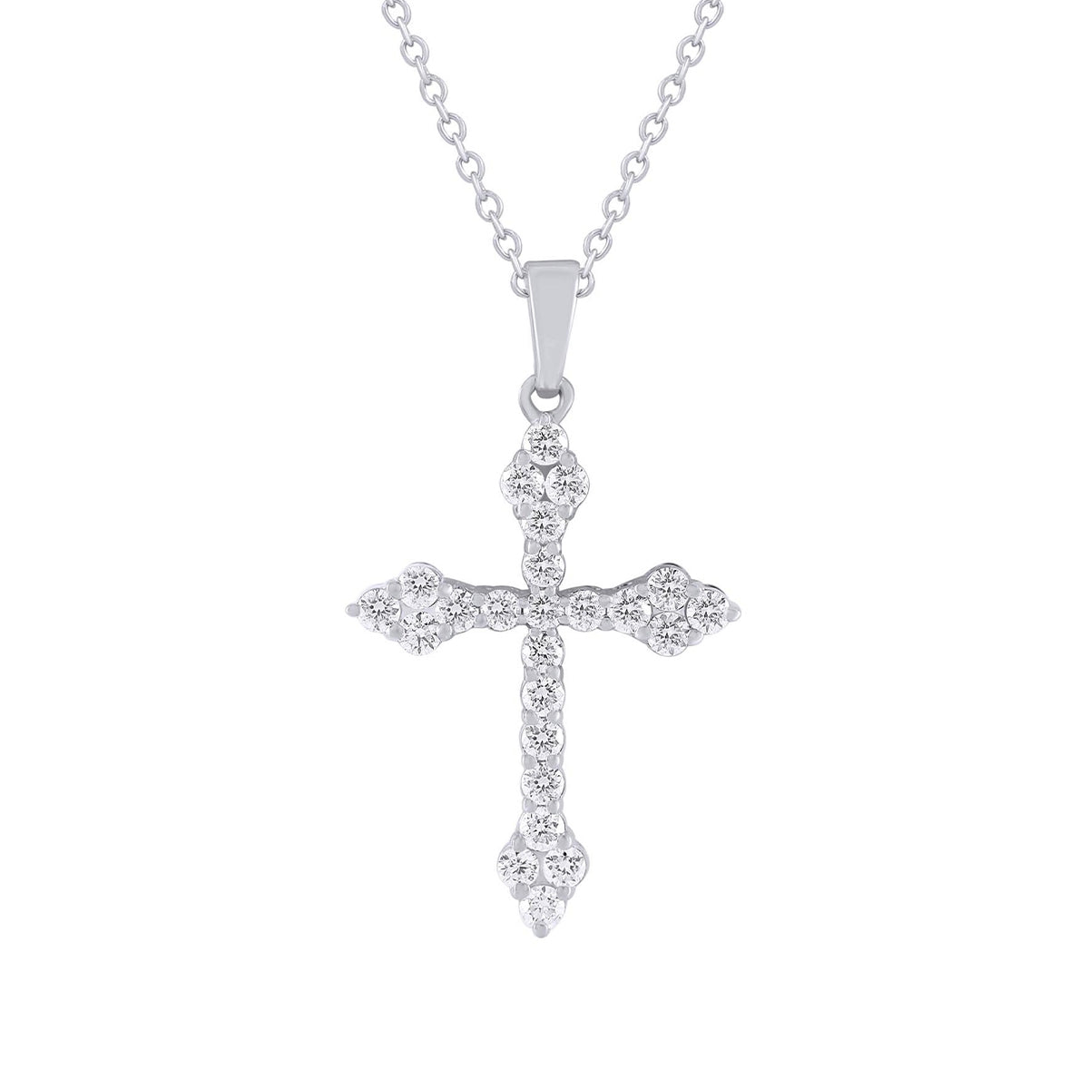 Adamante 1/2 ct. tw. Lab-Grown Diamond Cross Pendant in 10K White Gold