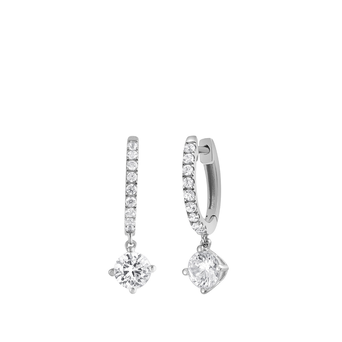 Adamante 1 ct. tw. Lab-Grown Round Brilliant Diamond Drop Hoop Earrings in 10K White Gold
