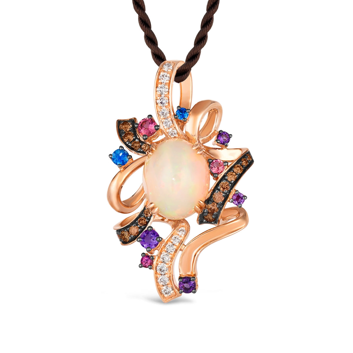 Le Vian Neopolitan Opal & 1/2 ct. tw. Chocolate & Nude Diamond & Multi-Gemstone Pendant in 14K Strawberry Gold