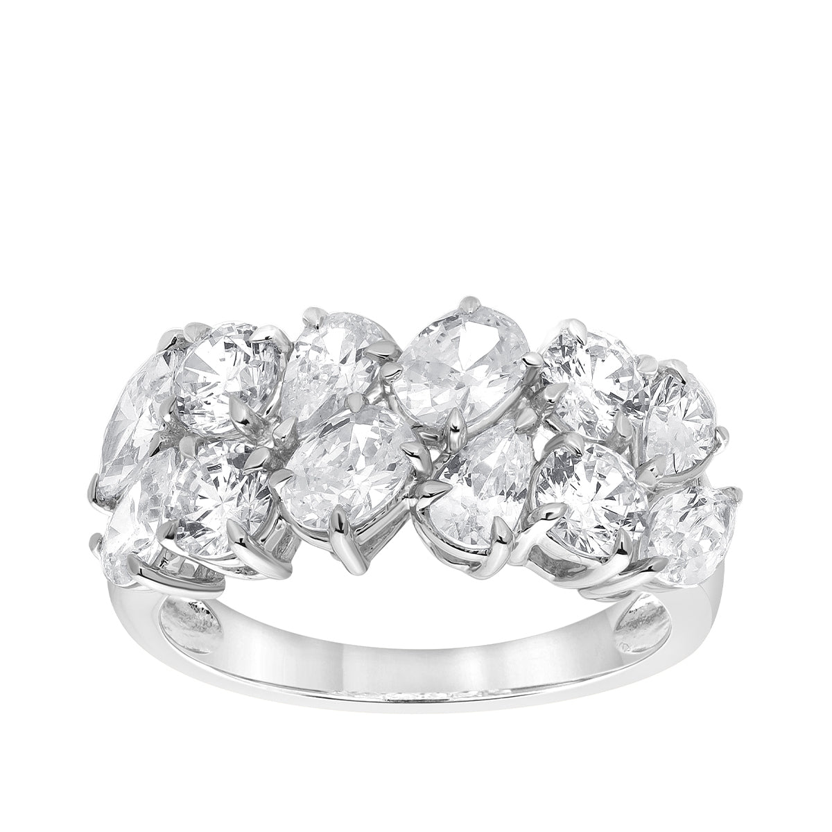 Adamante 3 ct. tw. Lab-Grown Oval & Pear & Round Diamond Ring in 14K White Gold