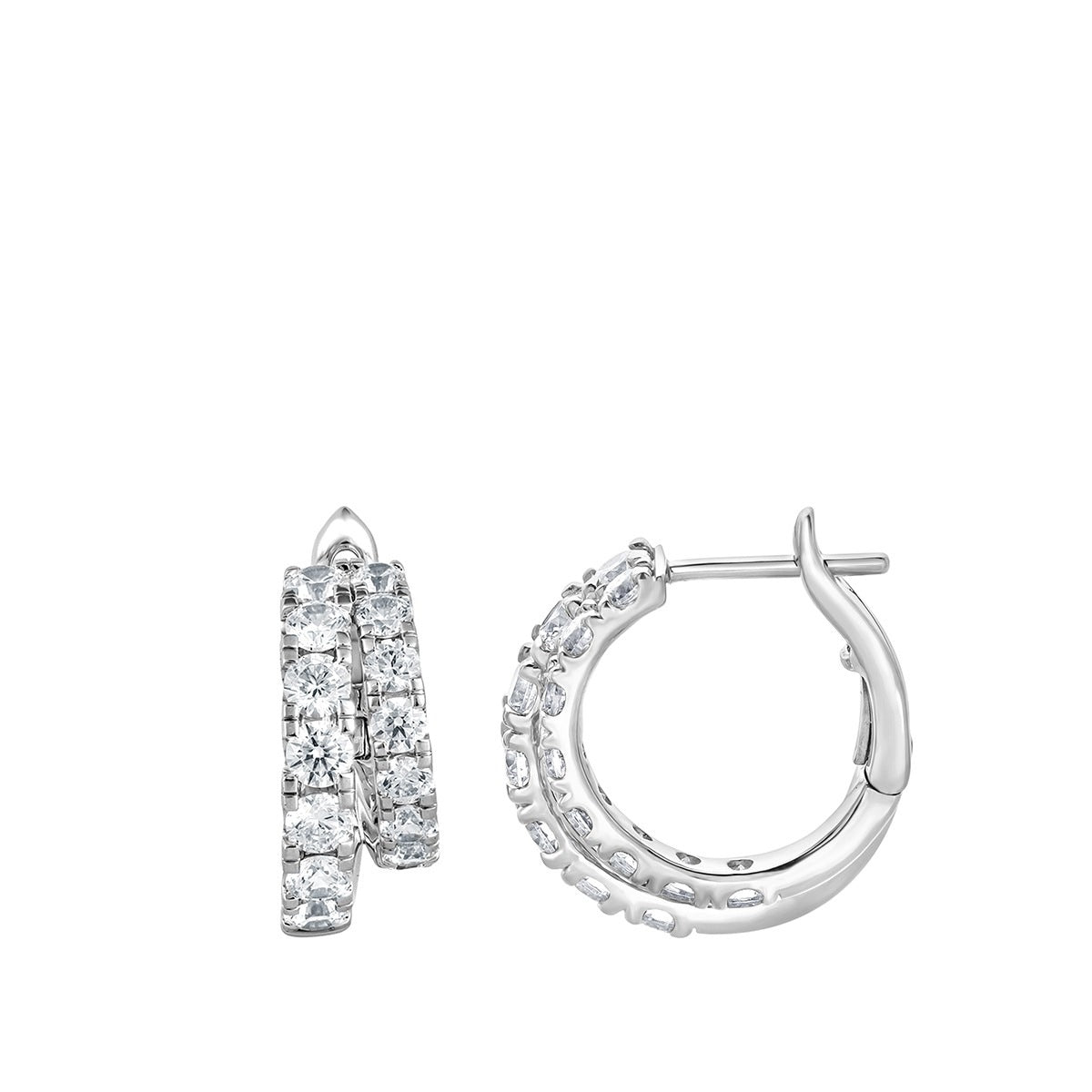 Adamante 3-3/4 ct. tw. Lab-Grown Diamond Double Row Hoop Earrings in 14K White Gold