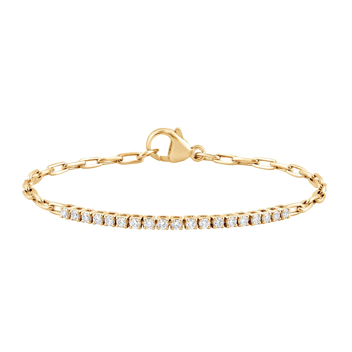 Adamante 1/2 ct. tw. Lab-Grown Diamond Tennis Paperclip Bracelet in 10K Yellow Gold