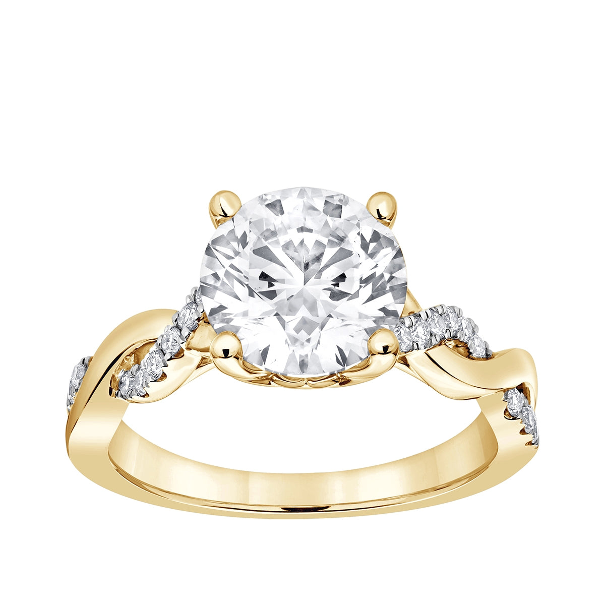 Radiance 2-5/8 ct. tw. Round Brilliant Diamond Twist Engagement Ring in 14K Yellow Gold