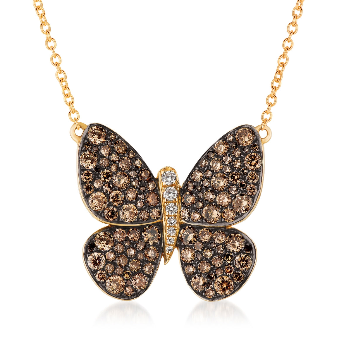 Le Vian 1-7/8 ct. tw. Chocolate & Vanilla Diamond Pave Butterfly Necklace in 14K Strawberry Gold