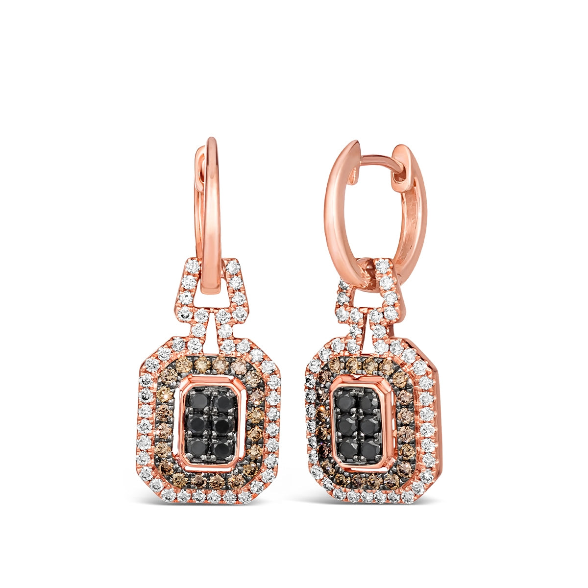 Le Vian 1-3/8 ct. tw. Blackberry & Chocolate & Nude Diamond Dangle Earrings in 14K Strawberry Gold