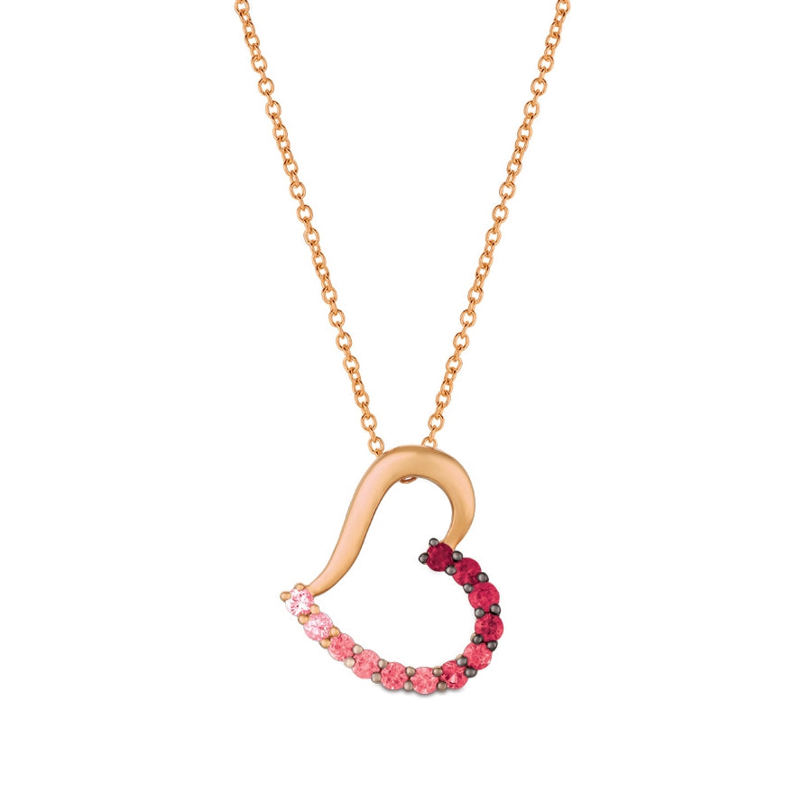 Le Vian Strawberry Ombre Ruby & Sapphire Heart Pendant in 14K Strawberry Gold