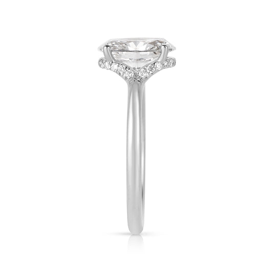 Adamante 4-1/2 ct. tw. Lab-Grown Oval Diamond Hidden Halo Engagement Ring in 14K White Gold close-up detail