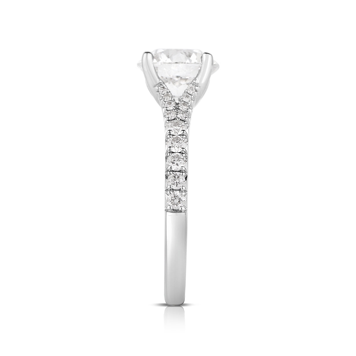 Adamante 1-7/8 ct. tw. Lab-Grown Oval Diamond Split Shank Engagement Ring in 14K White Gold close-up detail