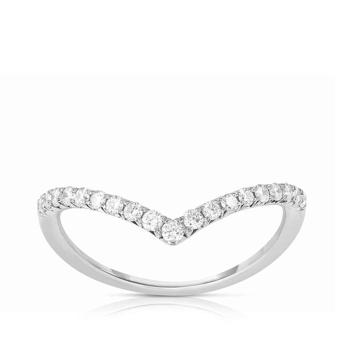 1/2 ct. tw. Diamond Contour Chevron Anniversary Ring in 14K White Gold
