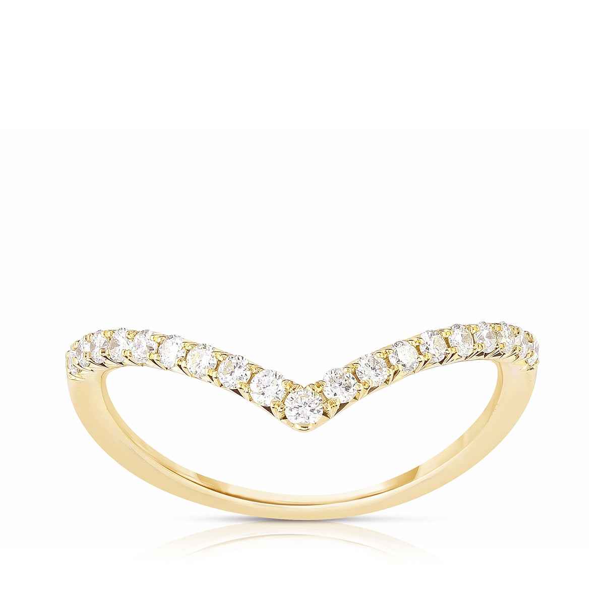 1/2 ct. tw. Diamond Contour Chevron Anniversary Ring in 14K Yellow Gold