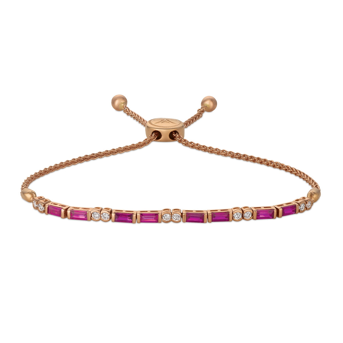 Le Vian Baguette Passion Ruby & 1/4 ct. tw. Vanilla Diamond Bolo Bracelet in 14K Strawberry Gold