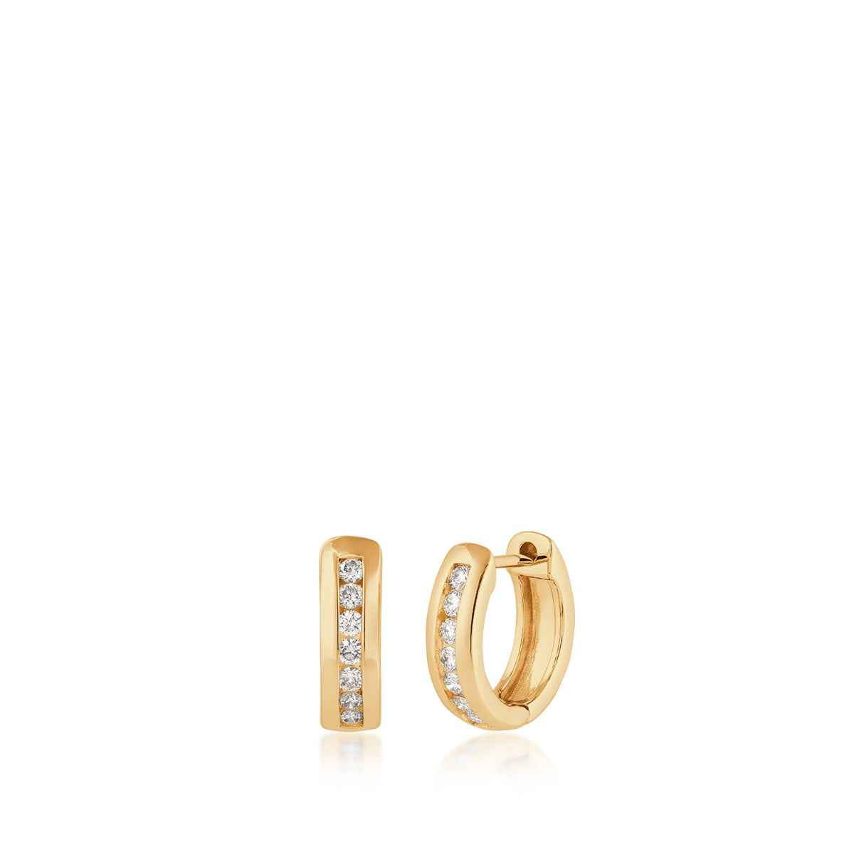 1/4 ct. tw. Diamond Channel Huggie Hoop Earrings in 14K Yellow Gold