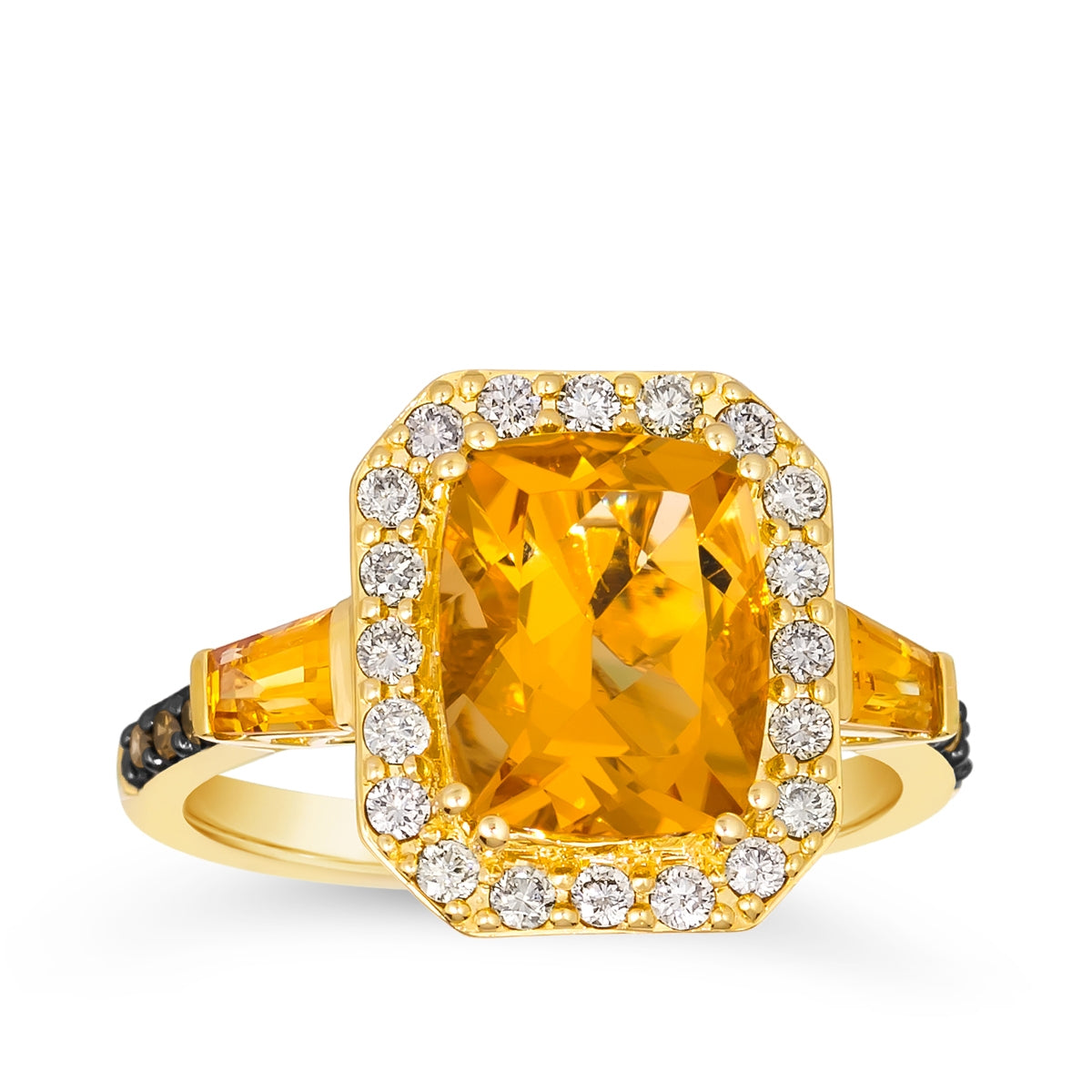 Le Vian Cushion Light Citrine & 3/8 ct. tw. Nude & Chocolate Diamond Ring in 14K Honey Gold