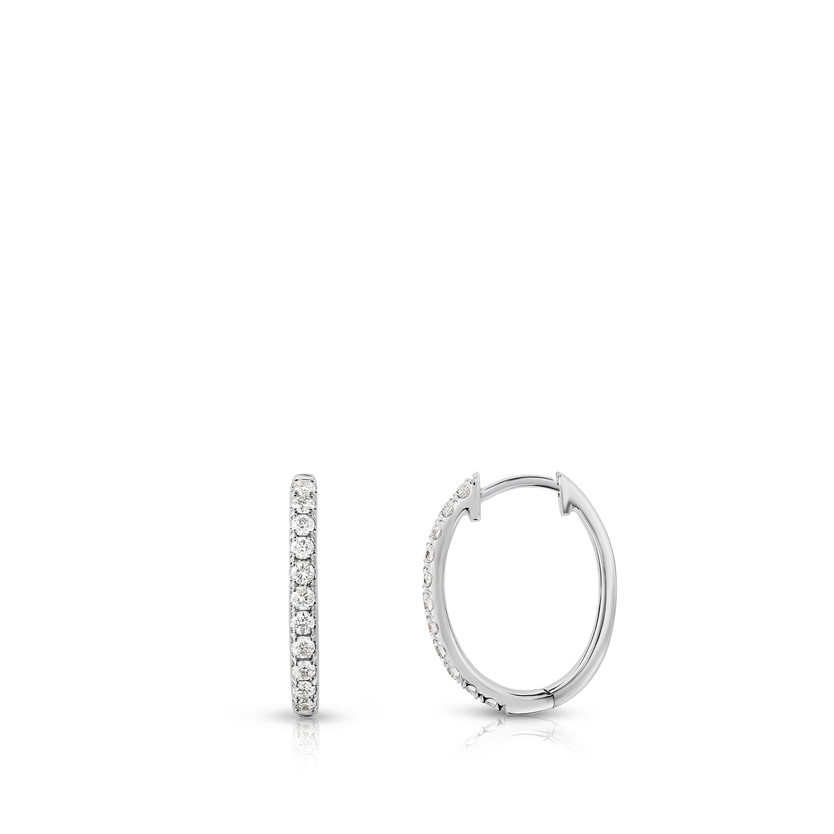 1/3 ct. tw. Diamond Oval Hoop Earrings in 14K White Gold